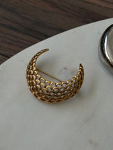 Load image into Gallery viewer, Vintage Monet Gold Plated Crescent Brooch
