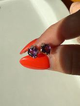 Load image into Gallery viewer, Amethyst Diamond 14k Yellow Gold Gold Heart Earrings
