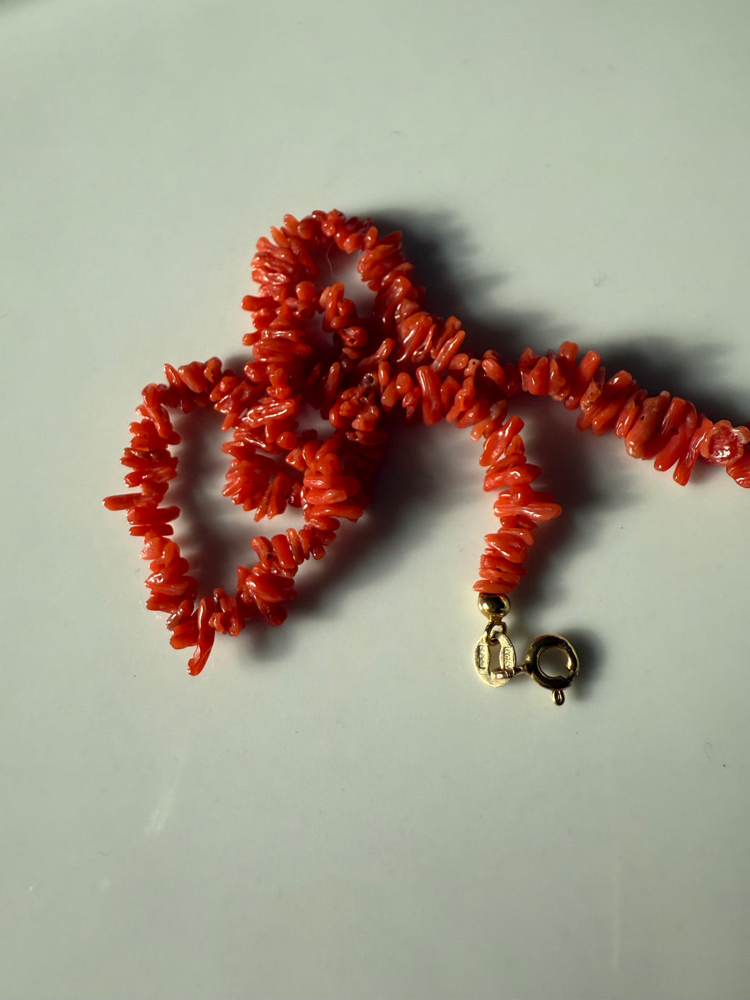 Italian Coral 14k Yellow Gold Ankle Bracelet 10”