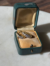 Load image into Gallery viewer, Vintage Solid 10k Gold CZ Hoops
