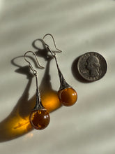 Load image into Gallery viewer, Natural Baltic Amber Vintage Sterling Silver Teardrop Earrings
