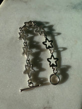 Load image into Gallery viewer, Vintage Star Link Sterling Silver Toggle Clasp Bracelet 7”

