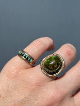 Load image into Gallery viewer, Vintage Southwestern Opal Black Onyx Inlay 14k Gold Ring Size 6
