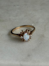 Load image into Gallery viewer, Dainty 10k Gold Opal &amp; Diamond Ring Size 6.75
