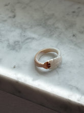 Load image into Gallery viewer, Vintage Carved Shell Feather Ring Size 5.5
