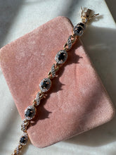 Load image into Gallery viewer, Two-Tone Gold Vermeil Blue Sapphire &amp; CZ Tennis Bracelet 7.25”
