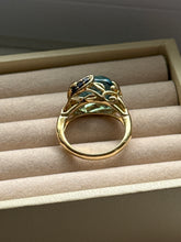 Load image into Gallery viewer, Blue Glass Gold Vermeil Ring Size 7
