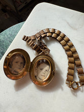 Load image into Gallery viewer, Antique Victorian Locket Book Chain Brass Necklace 18.5”

