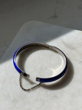 Load image into Gallery viewer, Vintage Blue Enamel Sterling Silver Bangle Bracelet

