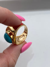 Load image into Gallery viewer, Turquoise Gold Vermeil Chunky Statement Ring
