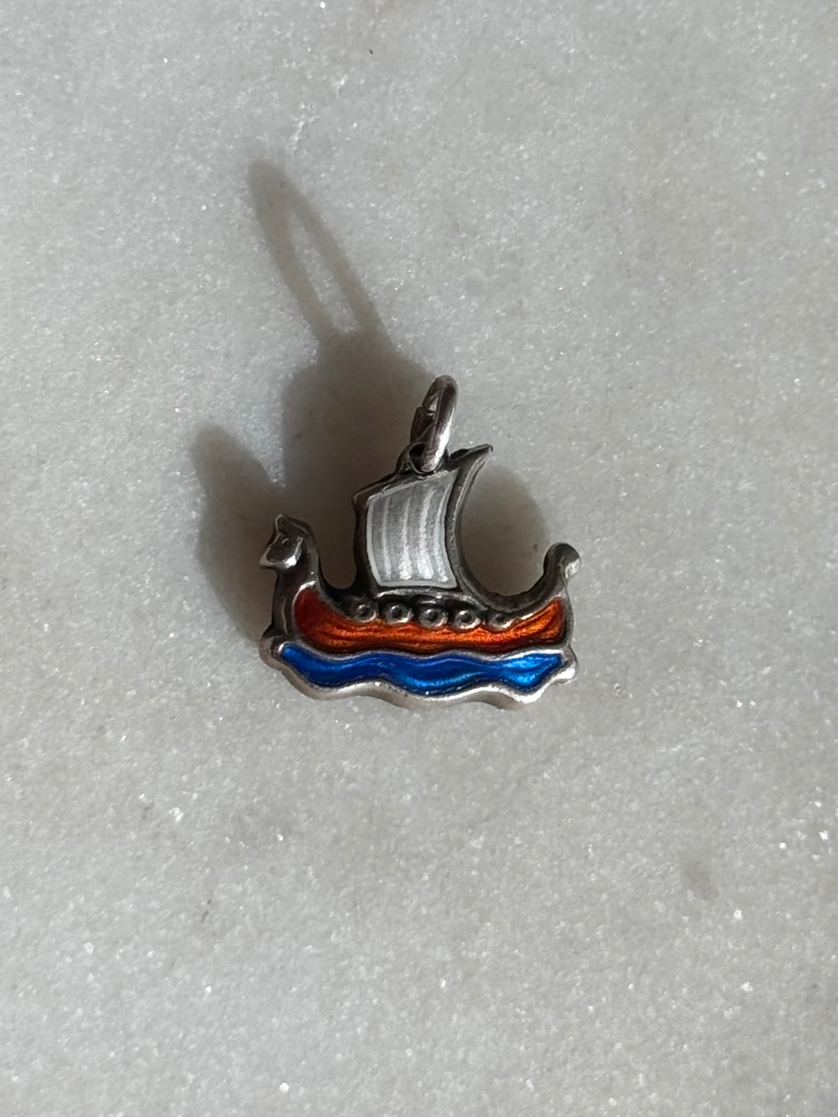 Enamel Ship Charm Sterling Silver