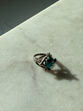 Load image into Gallery viewer, Brutalist Turquoise Sterling Silver Ring Size 3.75
