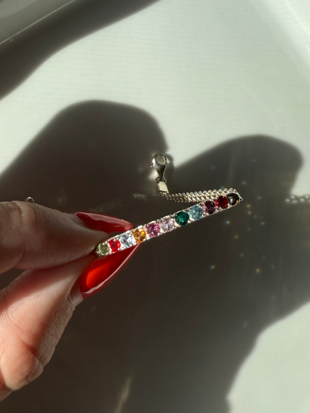 Rainbow Sterling Silver Bracelet 7”
