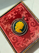 Load image into Gallery viewer, Vintage Quarter Ounce Fine Silver Enamel Cameo Pendant
