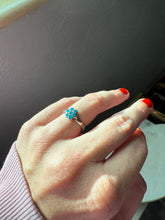Load image into Gallery viewer, Turquoise Inlay Flower Sterling Silver Vintage Ring Size 6.25

