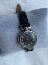 Load image into Gallery viewer, Timex Black Leather Vintage Silver-Toned Watch
