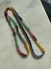 Load image into Gallery viewer, Multicolor Natural Sapphire Beaded Necklace w/ 14k Gold Clasp 22”
