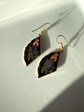 Load image into Gallery viewer, Vintage Cloisonné Enamel Floral Gold Plated Earrings
