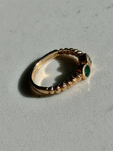 Load image into Gallery viewer, Diamond &amp; Emerald Bezel Set 14k Gold Ring
