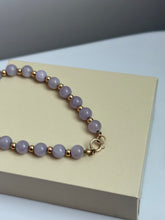 Load image into Gallery viewer, Lavender Jade 14k Gold Bracelet 7”
