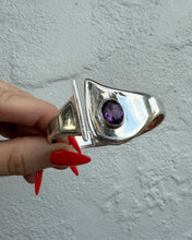 Load image into Gallery viewer, Chunky Purple Sterling Silver Hinged Cuff Bracelet
