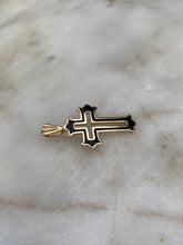 Load image into Gallery viewer, Michael Anthony 1987 Black Enamel 14k Gold Cross Pendant
