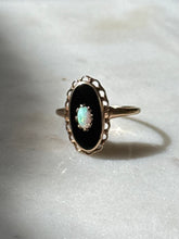 Load image into Gallery viewer, Vintage 10k Gold Black Onyx &amp; Opal Ring Size 9
