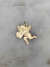 Load image into Gallery viewer, Stencil Cherub Angel 14k Gold Charm
