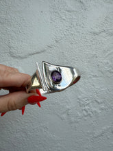 Load image into Gallery viewer, Chunky Purple Sterling Silver Hinged Cuff Bracelet
