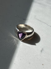 Load image into Gallery viewer, Rhodium Plated Amethyst Sterling Ring Size 8.75
