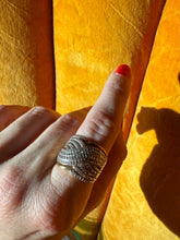 Load image into Gallery viewer, Gold Vermeil Diamond Woven Dome Ring Size 7.25
