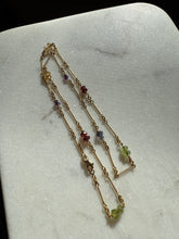 Load image into Gallery viewer, Multistone 14k Yellow Gold Station Necklace 17.25”
