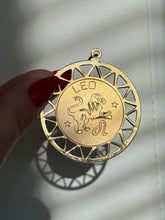 Load image into Gallery viewer, Midcentury Engraved Leo Zodiac Gold Fill Pendant
