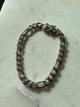 Load image into Gallery viewer, Sterling Silver Iced CZ Figaro Link Bracelet 8”
