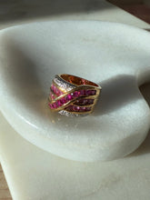 Load image into Gallery viewer, Chunky Gold Vermeil Pink Ring Size 5.5
