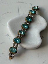 Load image into Gallery viewer, Antique Blue Czech Glass Costume Bracelet 7.25”

