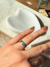 Load image into Gallery viewer, Vintage Enamel Sterling Silver Band Size 5.75
