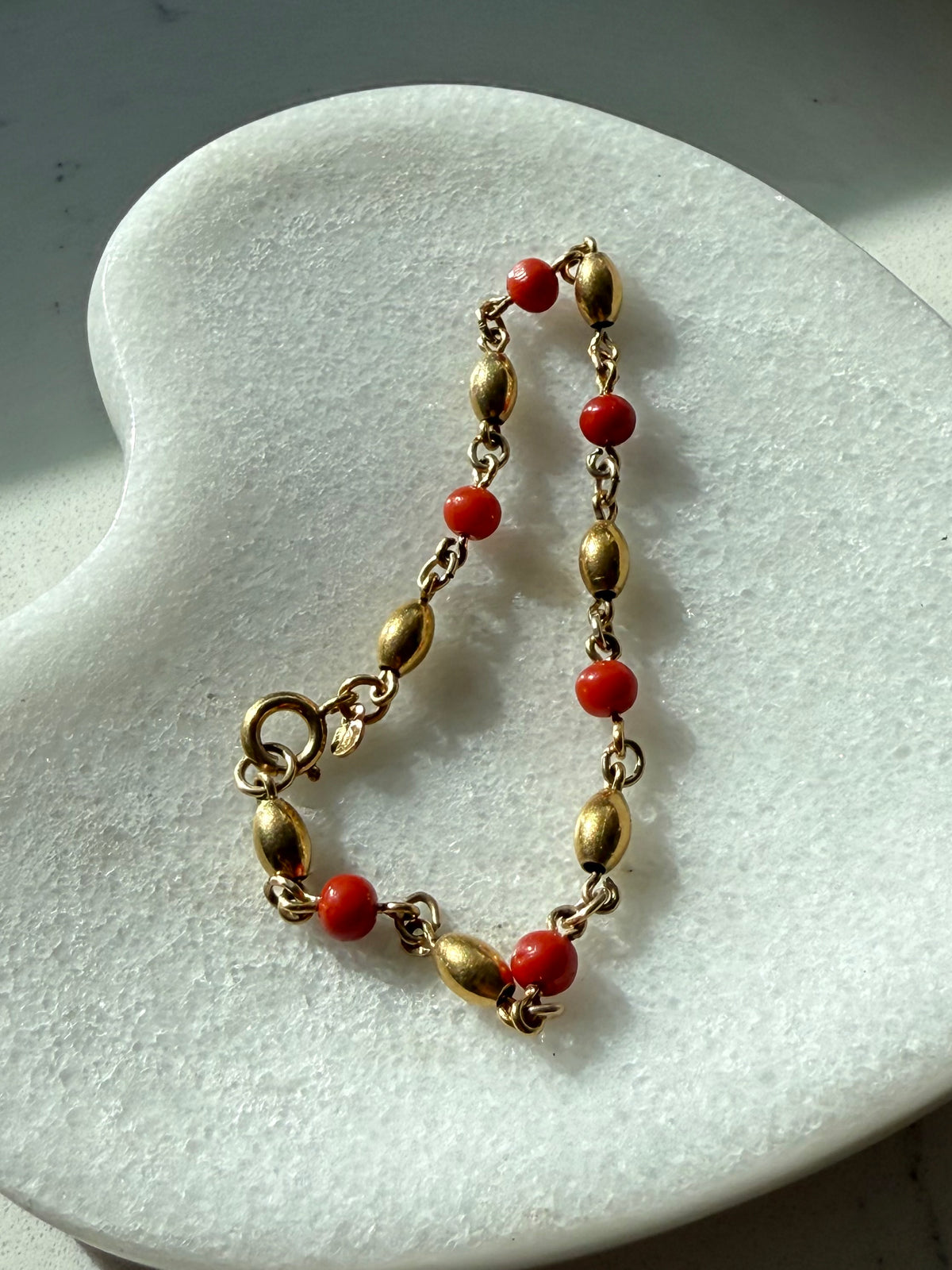 Vintage Coral 1/20 14k Gold Fill Bracelet 7.25”