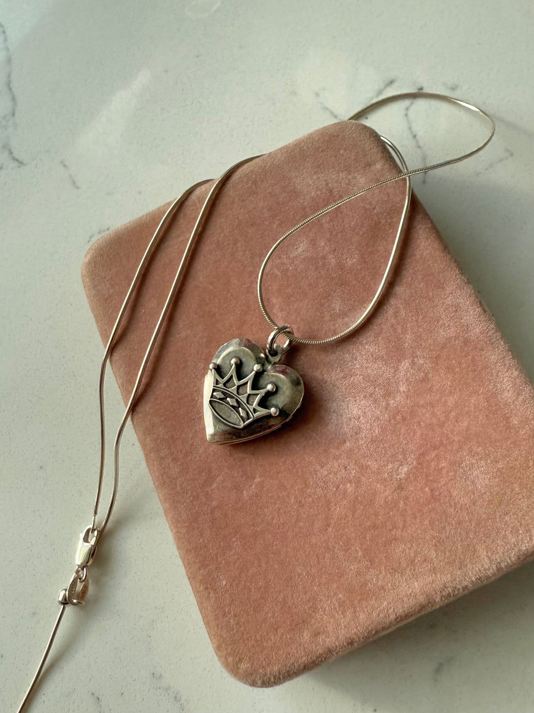 Vintage Sterling Silver Heart Locket Necklace