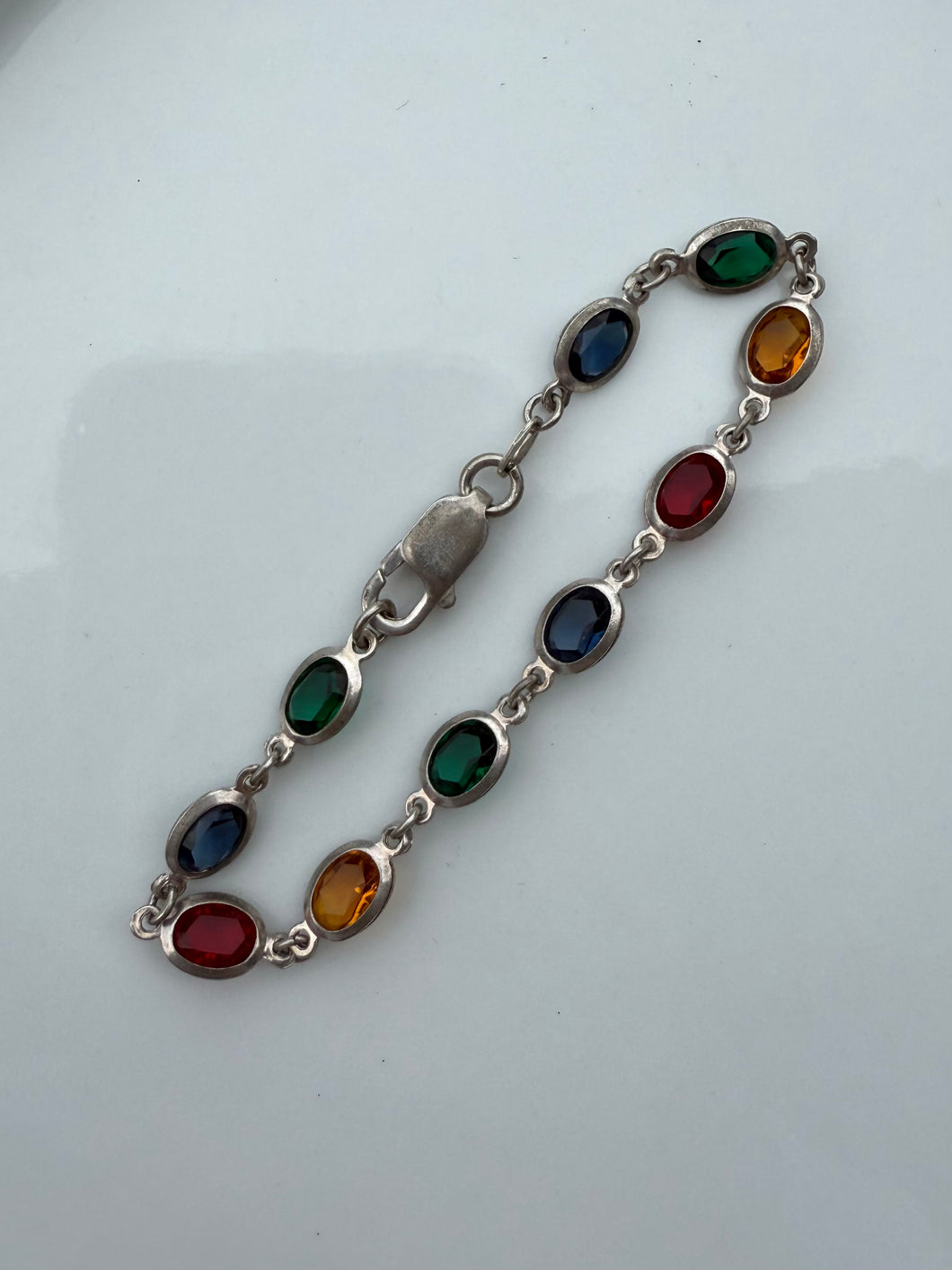 Rainbow Sterling Silver Bracelet 7.25”