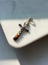 Load image into Gallery viewer, Vintage Cabochon Chakra Sterling Silver Cross Pendant
