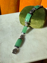 Load image into Gallery viewer, Jade Sterling Silver Bracelet 7.25”
