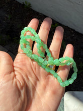 Load image into Gallery viewer, Green Glass Faux Jade Sterling Silver Necklace 17”
