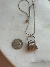 Load image into Gallery viewer, Vintage Woven Etched Purse Locket Sterling Silver Necklace 17.5”
