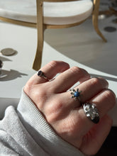 Load image into Gallery viewer, Antique Synthetic Star Sapphire Flower Ring Size 6.75
