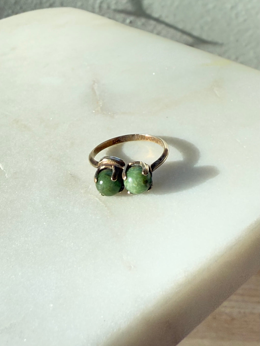 Green Toi et Moi 10k Gold Filled Espo Ring Size 4.75
