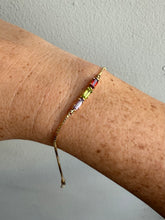 Load image into Gallery viewer, Peridot Garnet Amethyst 14k Gold Micro Box Chain Bracelet 6.5”
