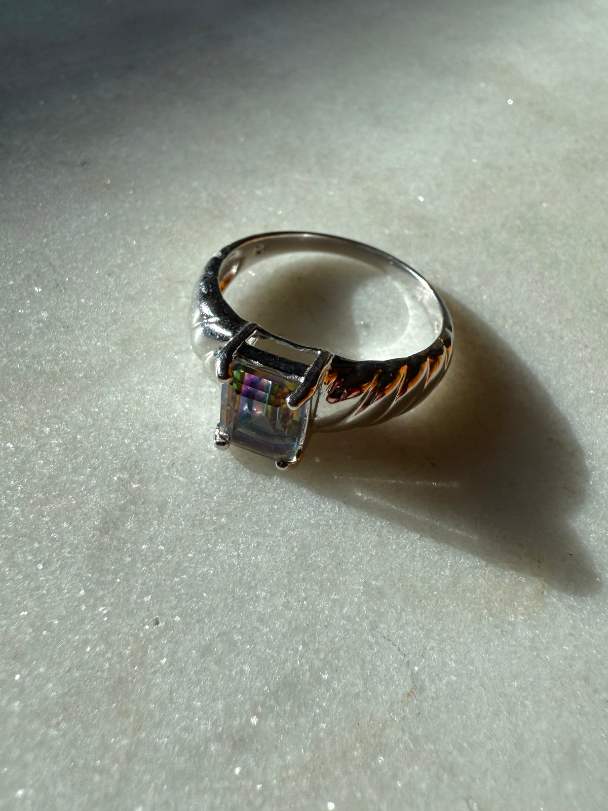 Mystic Topaz Sterling Silver Ring Size 8.5