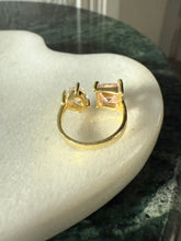 Load image into Gallery viewer, Pink &amp; White CZ Gold Vermeil Toi Et Moi Ring Size 6.25
