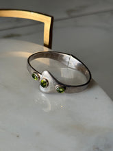 Load image into Gallery viewer, Vintage Peridot Sterling Silver Hinged Bangle Bracelet
